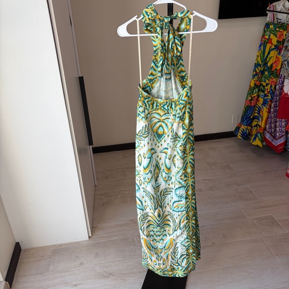 Farm Rio: TURQUOISE TROPICAL TAPESTRY HALTER MAXI DRESS - Picture 8 of 13